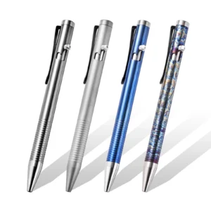 Custom titanium tactical pen in four finish options