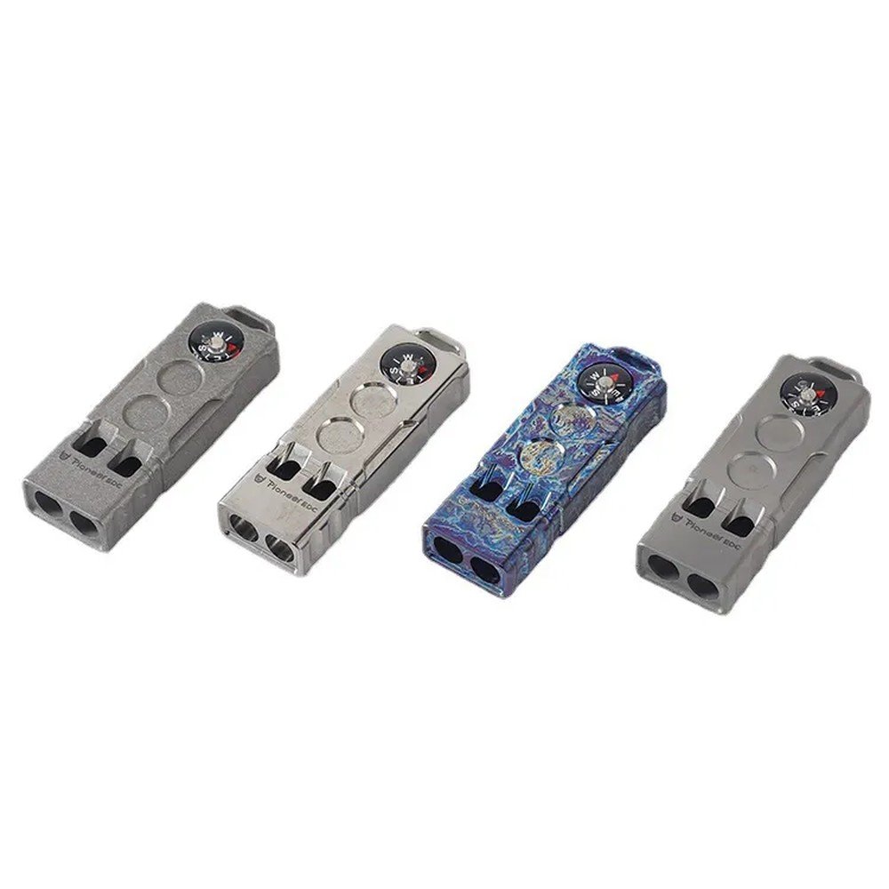 Titanium Compass Double Tube Whistle finish options