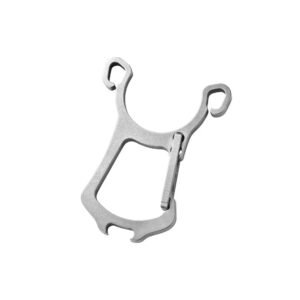 Titanium bottle opener keychain with integrated hook and attachment openings