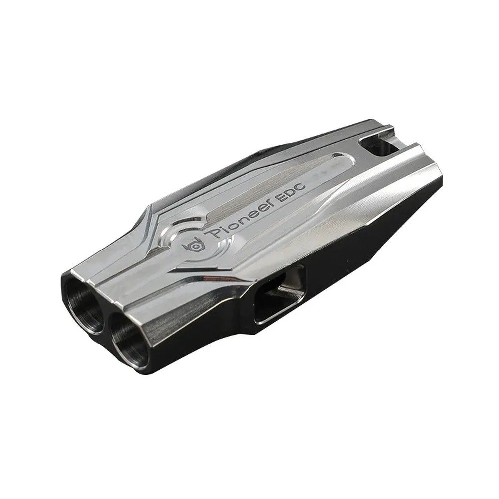 Machined Titanium Double Tube Whistle silver whistle