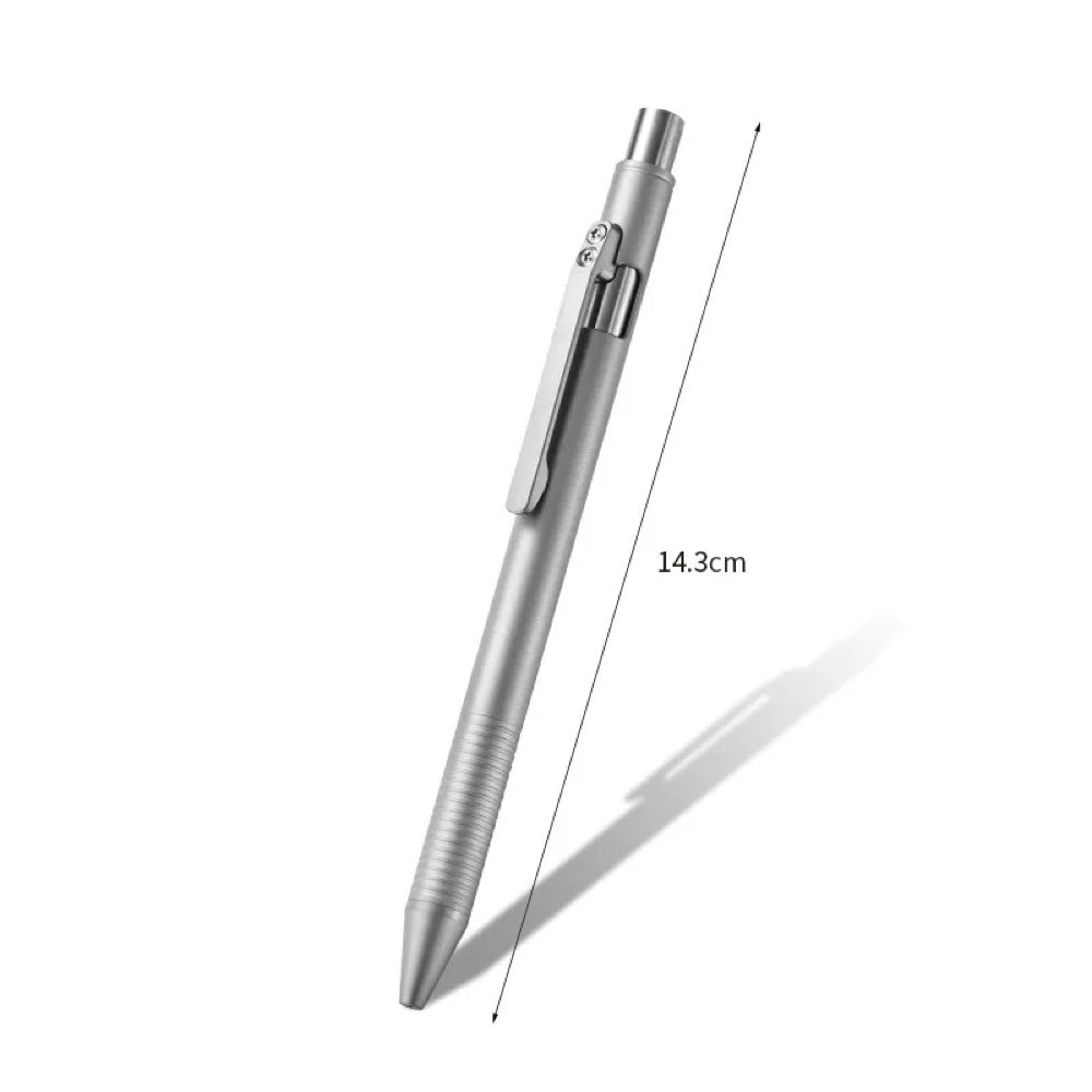 Sandblasted ZSB032 titanium bolt-action pen with 143 mm reference length