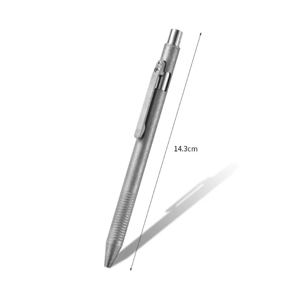 Stonewashed ZSB032 titanium bolt-action pen with 143 mm reference length